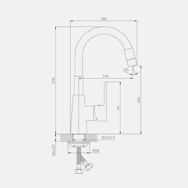 INTER CERAMIC SLAVINA ZA UMIVAONIK ALISADO ZINC/MJED MAT CRNA - Slika 5